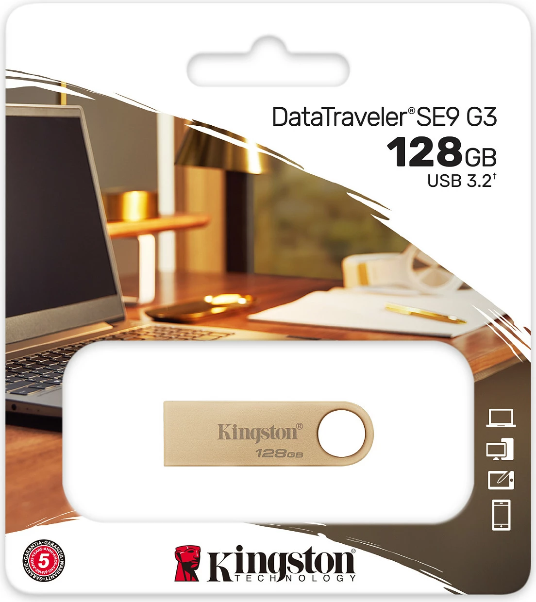 USB stick Kingston 128GB, USB 3.2, gold