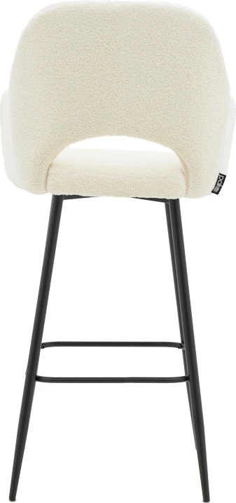 Karrige për bar Renish, pëlhurë teddy ivary, këmbë metalike të zeza, 51x57x114cm