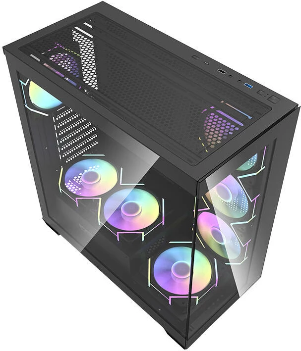 Kasë Darkflash DS900, Middle Tower, me 7 ventilatorë ARGB, e zezë