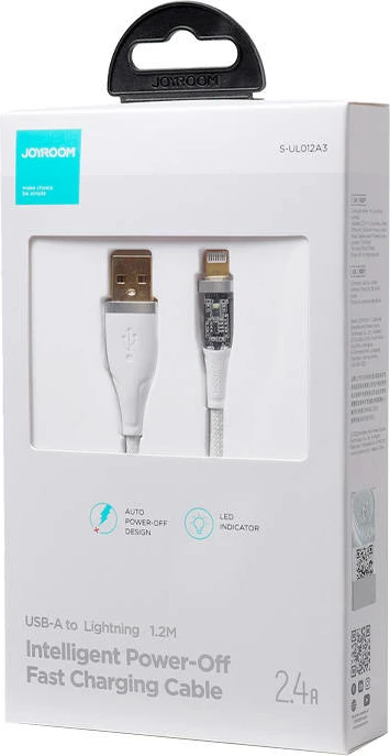 Kabllo Joyroom S-UL012A3, USB-A në Lightning, 1.2m, 2.4A, e bardhë