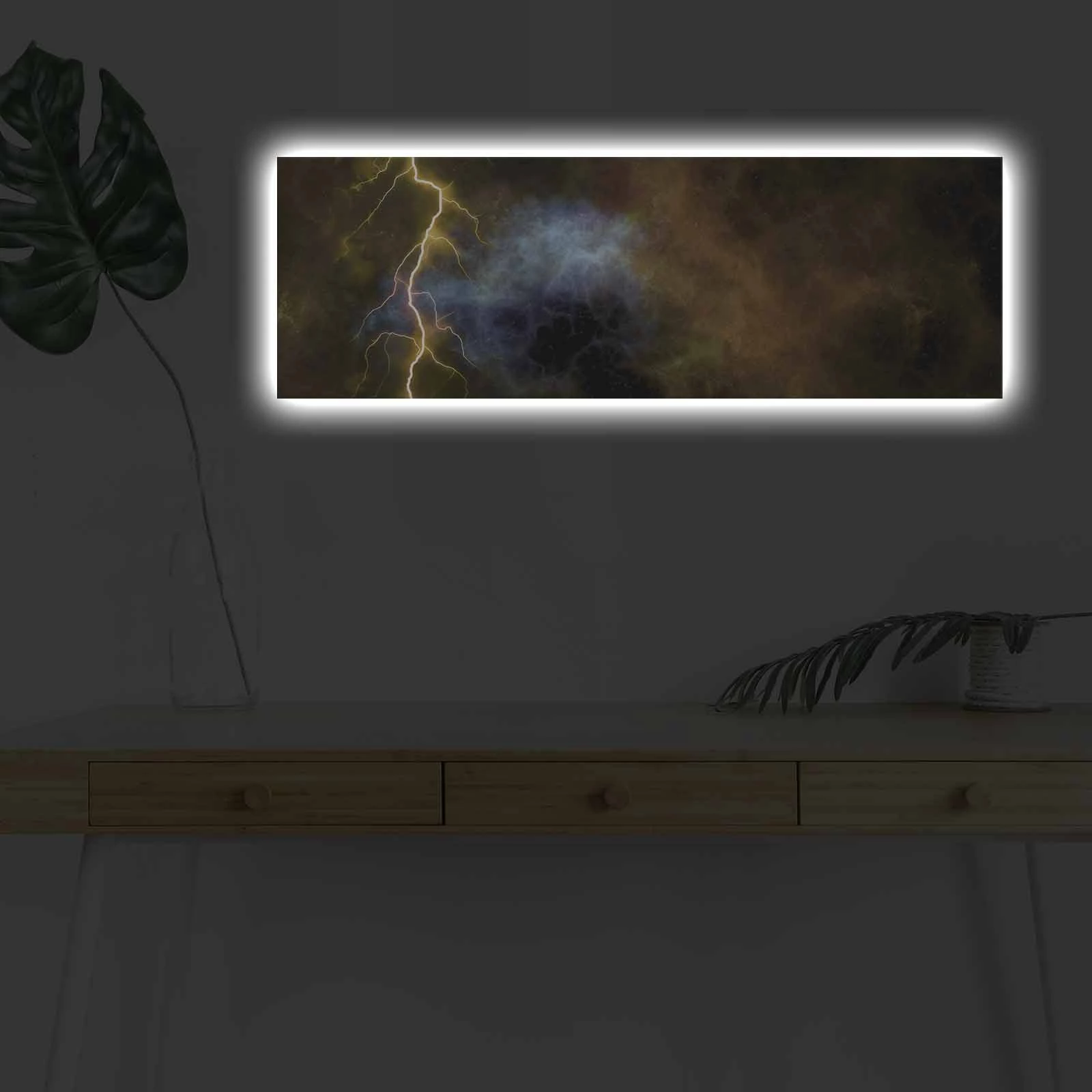 Pikturë dekorative në kanavacë me drita LED, shumëngjyrëshe, 30x90cm