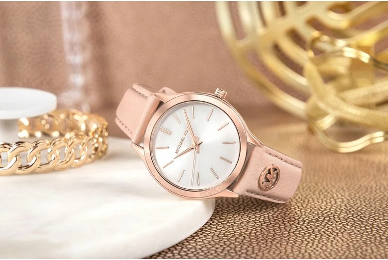 Orë dore femra Michael Kors Slim Runway MK7545, rozë