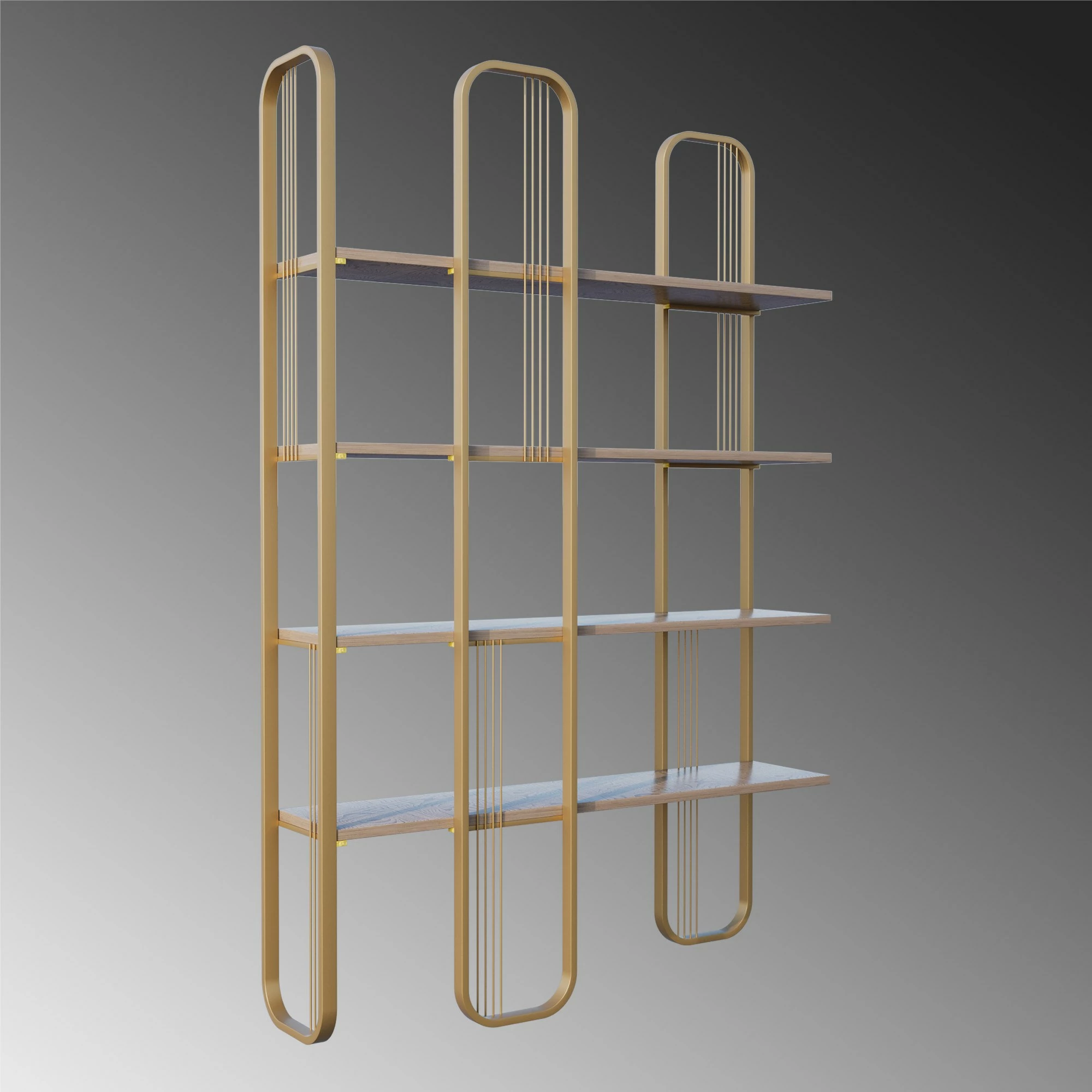 Raft librash Hanah Home, ngjyrë e verdhë, stil barok glam, 124x182x26cm