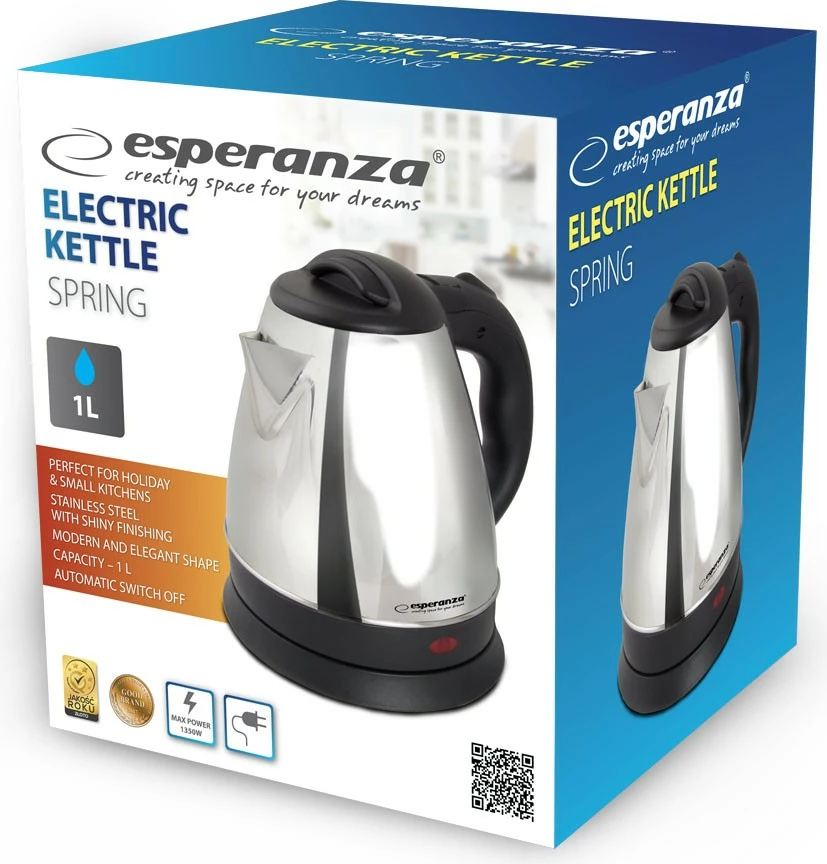 Çajnik elektrik Esperanza SPRING 1.0L, Argjend