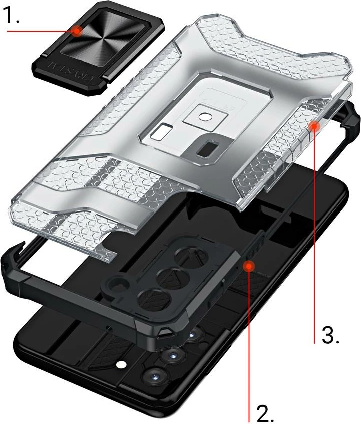 Mbështjellës Hurtel Crystal Ring Case për Samsung Galaxy S22+, i zi
