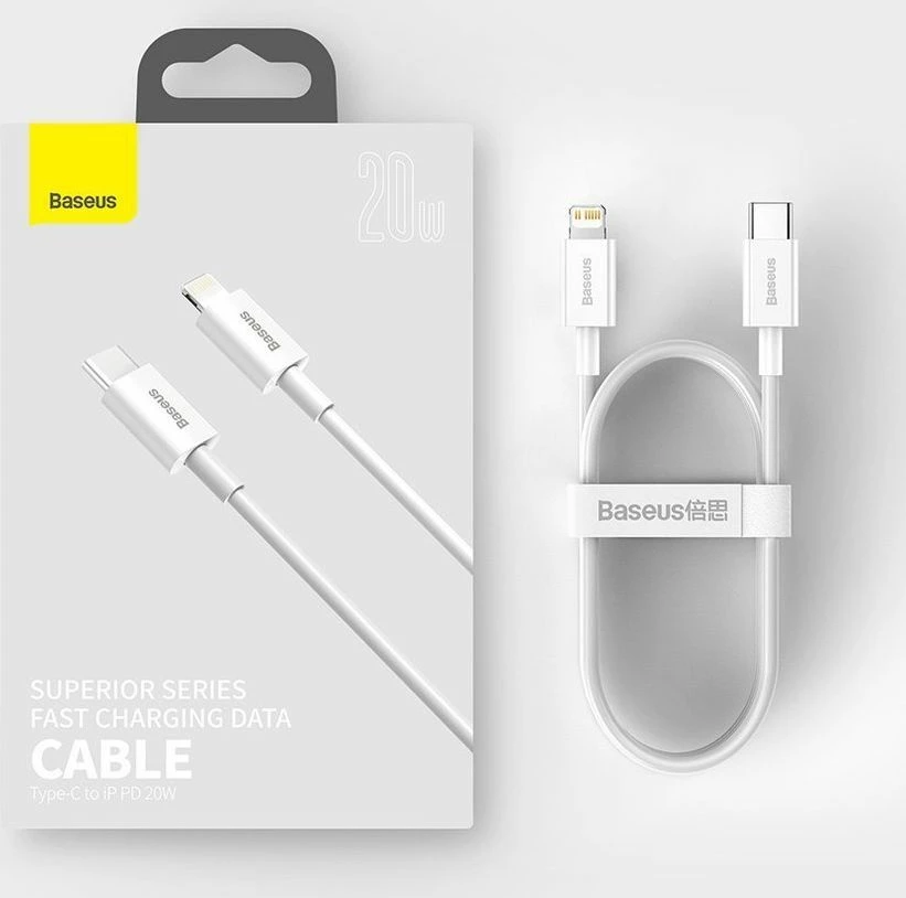 Kabllo USB-C - Lightning Baseus Superior BSU2666BLK, 1 m, PD 20 W, 480 Mbps, e zezë, 1 copë