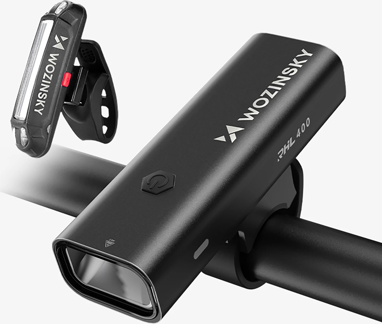 Set drita biçiklete Wozinsky WSBLB2, 400 lm, USB-C, e zezë