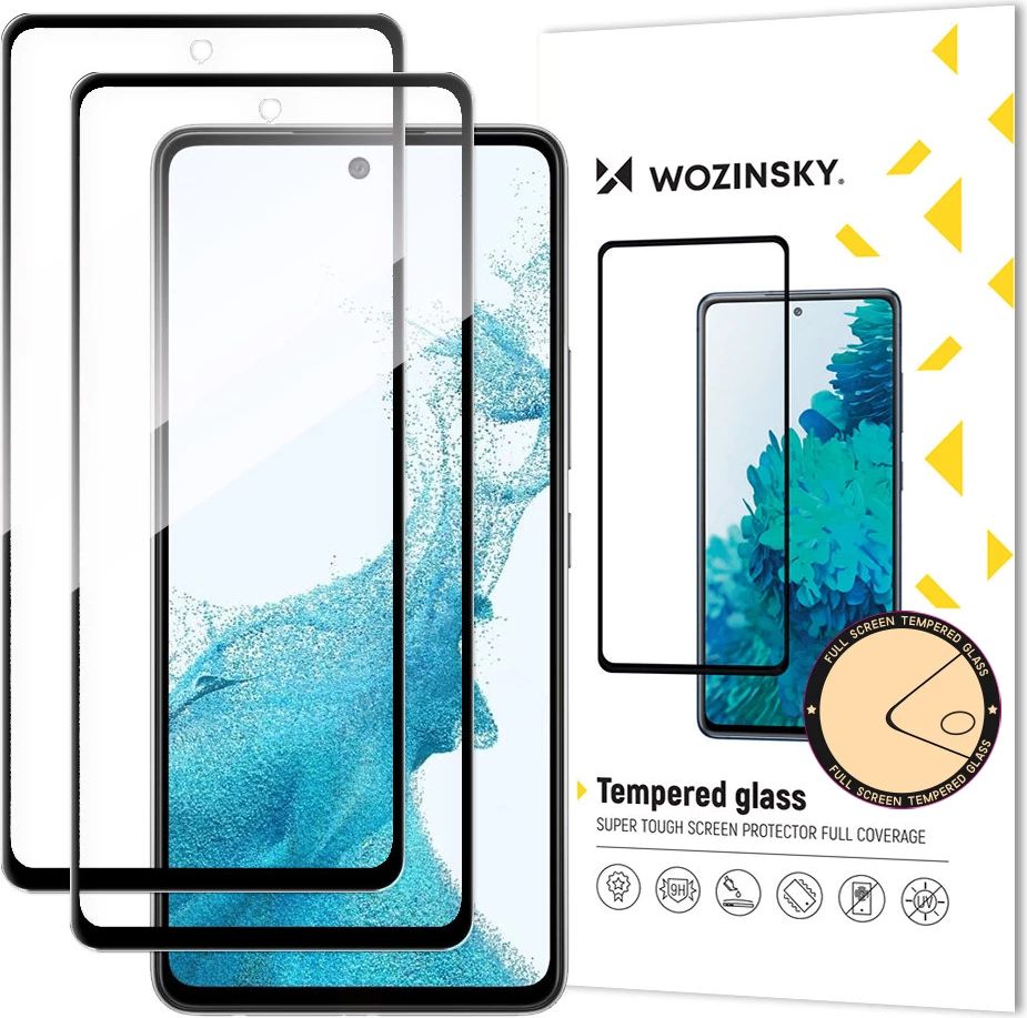 Set xhama të temperuar Wozinsky për Samsung Galaxy A53 5G, Full Glue, me kornizë, 2 copë, Zi