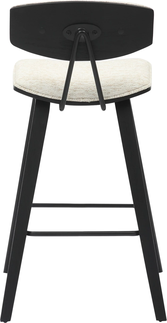 Karrige për bar, lartësi mesatare, INOVER FH9984.02, metal & dru, pëlhurë ecru, 50,5x49x90H cm, set prej 2 copë