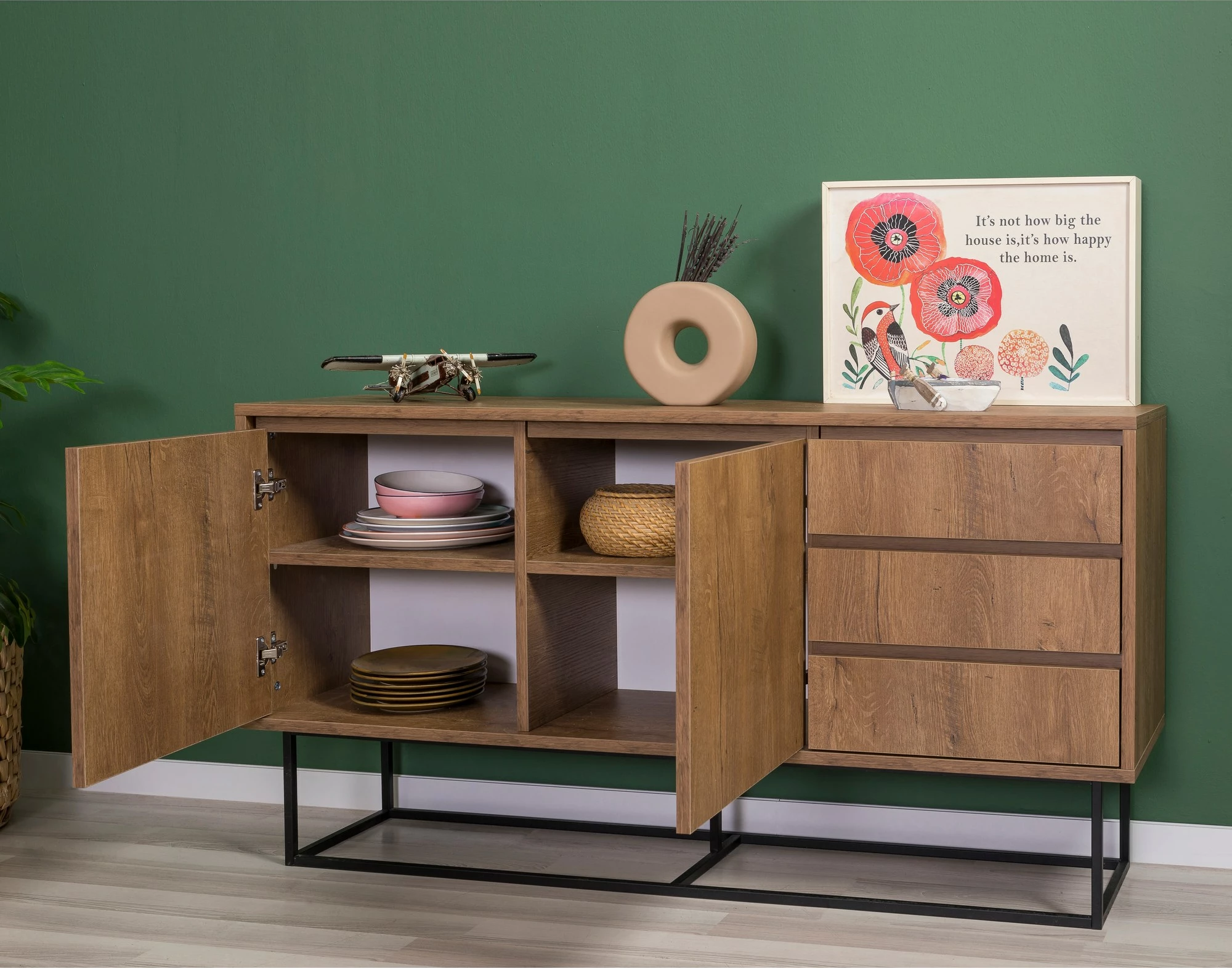 Set mobiljesh për dhomë dite Skye Decor, Laxus Takım 2, ngjyrë arrë dhe e zezë