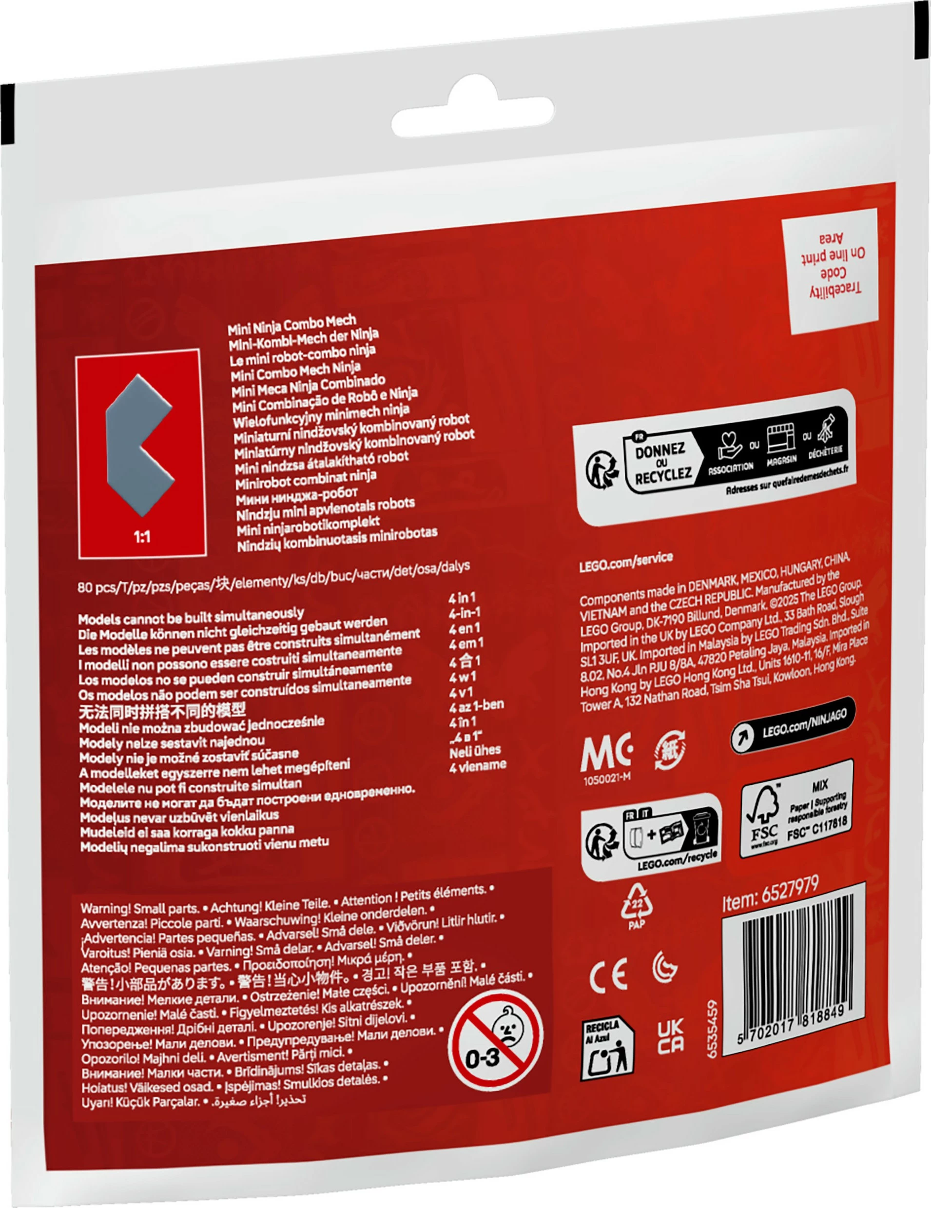 Set ndërtimi LEGO Ninjago 30699 Mini-Kombi-Mech, 80 pjesë, shumëngjyrësh