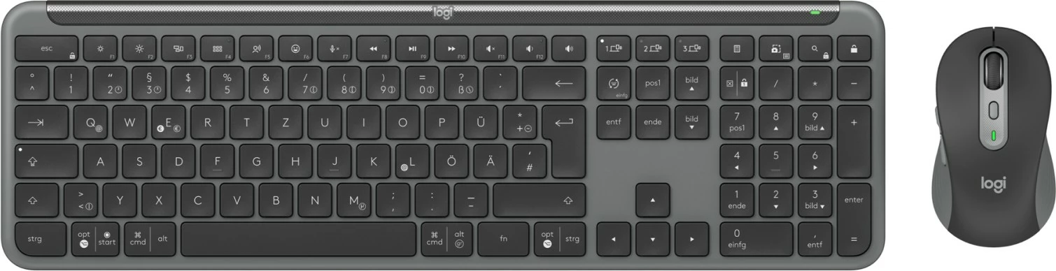 Komplet tastierë dhe maus Logitech MK950 Signature, Wireless, RF Wireless + Bluetooth, QWERTZ, Grafit