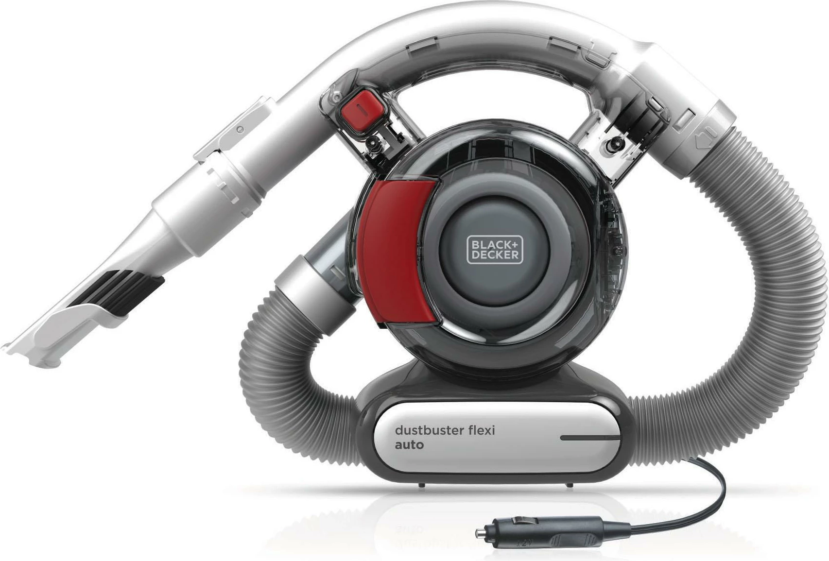Fshesë me korrent për veturë Black+Decker Dustbuster Flexi PD1200AV, 12 V, 560 ml, kabllo 5 m, gri/kuqe