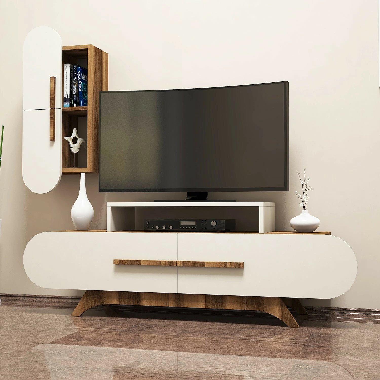 Njësi TV Hanah Home, Rose S, ngjyrë arre dhe krem