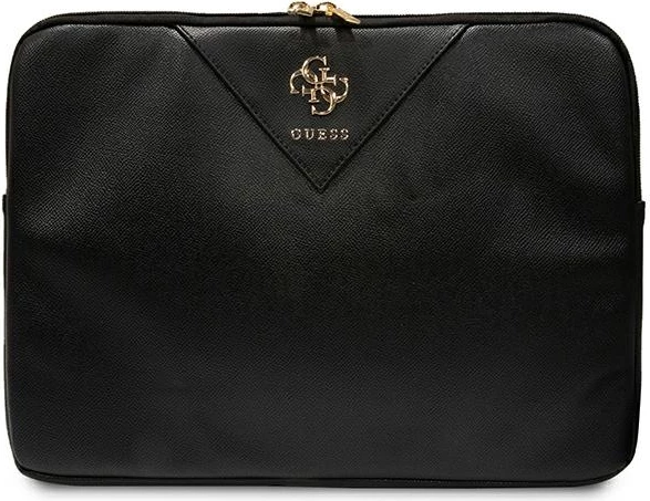 Mbështjellës laptopi Guess ZIP Leather Triangle, 14 inç, lëkurë ekologjike, e zezë