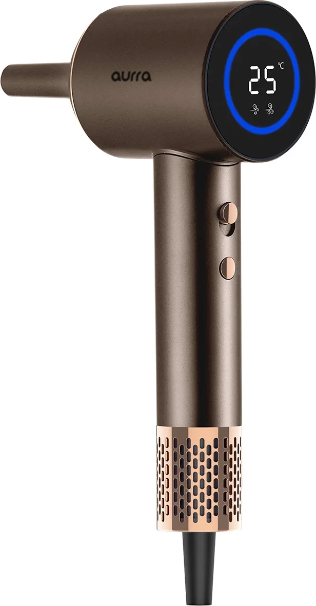 Tharëse flokësh, Elit AURRA, BLDC 110,000 rpm, 1600 W, ekran LED me ngjyra, jone, koka magnetike, lux brown