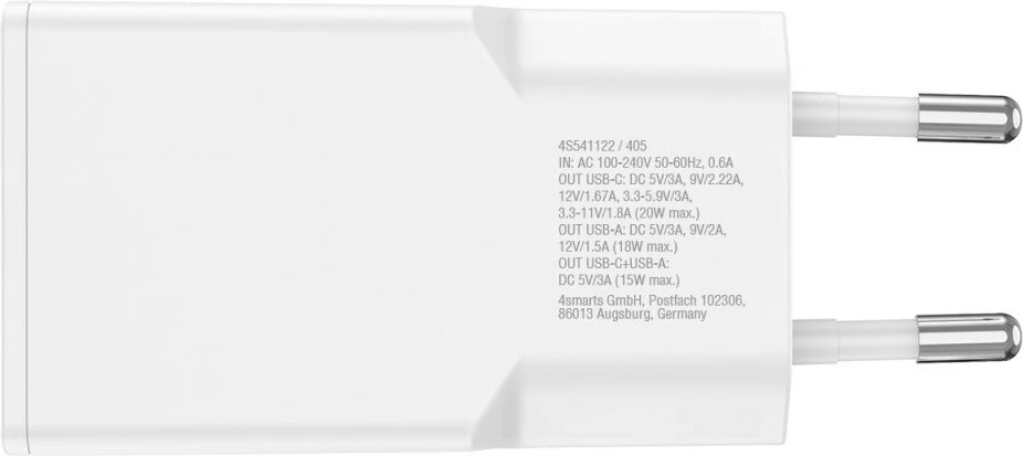 Karikues universal 4smarts 541509, 20W, 1.5m, Type-C në Type-C, i bardhë