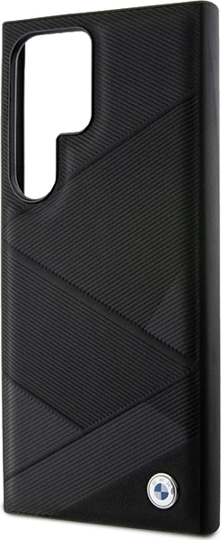 Mbështjellës BMW Signature Leather Crossing Lines Pattern për Samsung Galaxy S24 Ultra S928, i zi