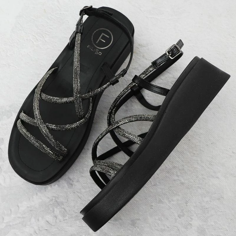 Sandale me platformë Filippo DS6898, të zeza, femra