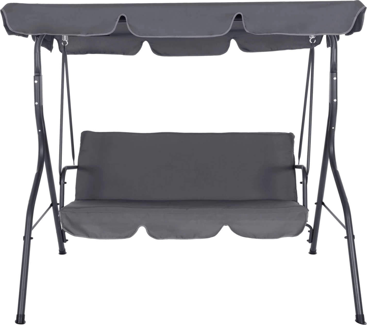 Luhatëse për verandë 3-vendëshe me mbrojtëse dielli LIKID FH5979.01 kornizë metalike dhe pëlhurë gri 170x110x153Hcm