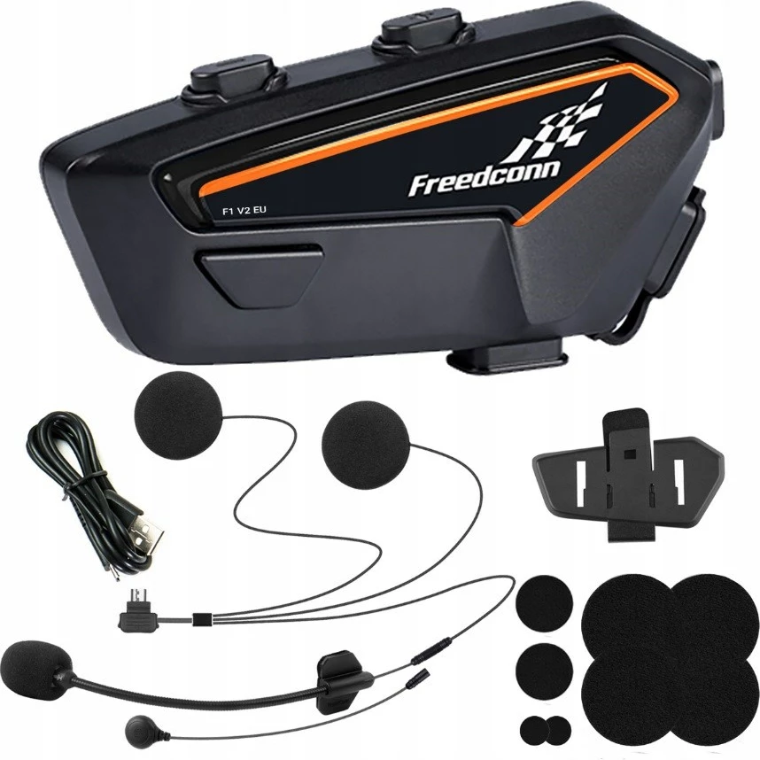 Interkom për motoçikletë FreedConn F1 V2 EU, 1100 mAh, i zi