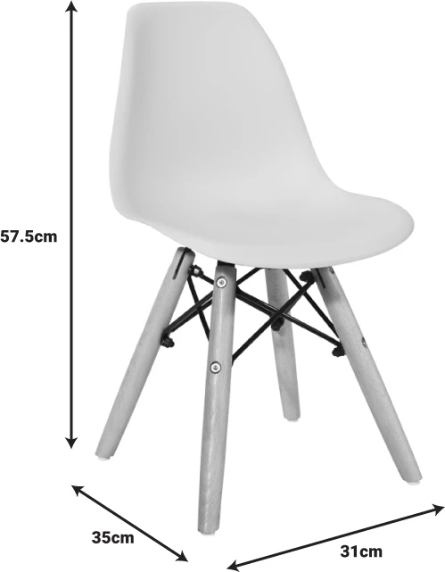 Karrige për fëmijë Julita, PP blu, dru ahu natyral, 35x31x57.5cm (set prej 4 copash)