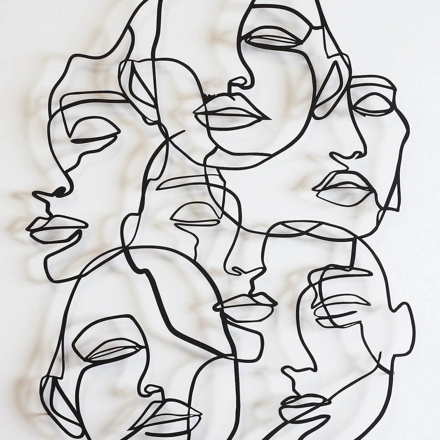 Aksesor dekorativ metalik për mur, Wallity, Faces Line Art- APT743 M