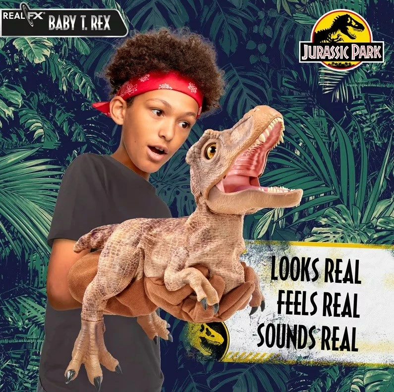 Kukull interaktive WOW Stuff Puppetronic Real FX Baby T-Rex Jurassic Park, bronzi