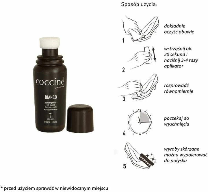 Emulsion mbuluese për këpucë Coccine, e bardhë