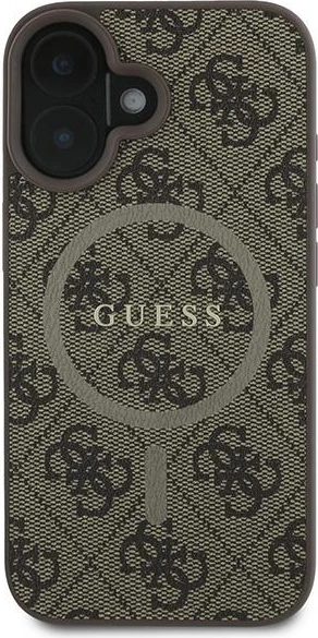 Mbështjellës Guess 4G Ring Classic Logo MagSafe për iPhone 16 Plus, Kafe