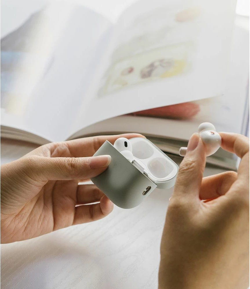 Mbështjellës Ringke për AirPods Pro/Pro 2, Silikon, i gjelbër, me karabiner