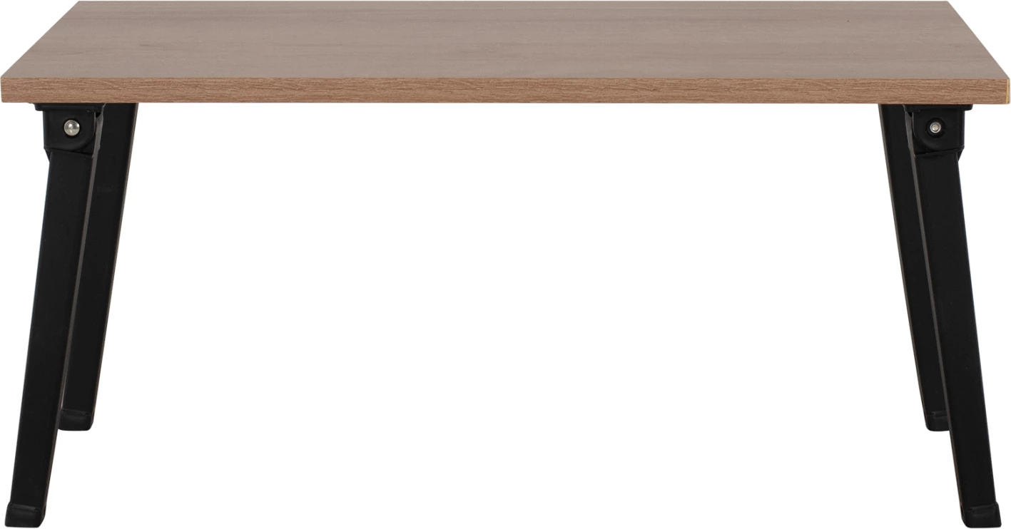 Tavolinë anësore/tabaka krevati BRITTA FH8965.11, këmbë të palosshme, metal i zi-melaminë në ngjyrë arre, 60x34x29H cm