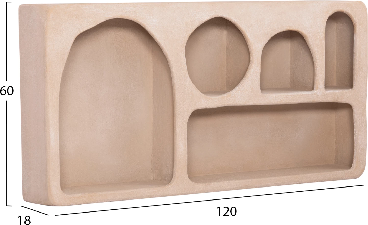 Raft muri Santorini, MDF, ngjyrë kafe, FH18063.02, 120x18x60 cm