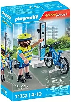 Set lodrash Playmobil Action Heroes 71732, patrulla policie me biçikletë elektrike, 15 pjesë