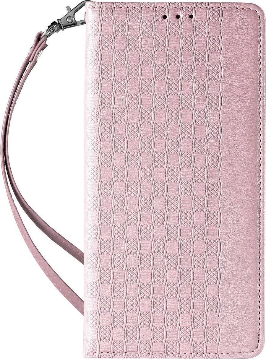 Mbështjellës Hurtel Magnet Strap Case për Samsung Galaxy S23+, me portofol, mbajtëse, rrip dore, Rozë