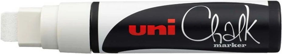 Marker për xham e tabelë Mitsubishi Uni-Ball ChalkGlass PWE-17K, majë chisel 15mm, i bardhë