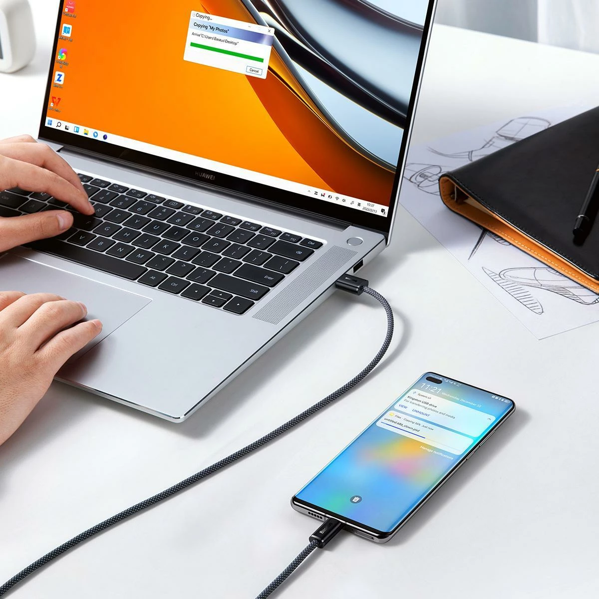Kablë Baseus Dynamic Series CALD000616 USB-A në USB-C 1m 100W USB 2.0, gri