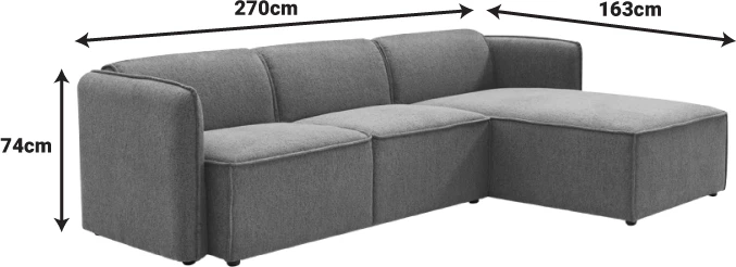 Kënd divani i kthyeshëm Soofa, ngjyrë portokalli, 270x163x74cm