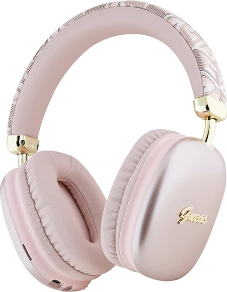 Kufje Bluetooth Guess GCube Metallic Script Logo, On-ear, 32 orë, Rozë