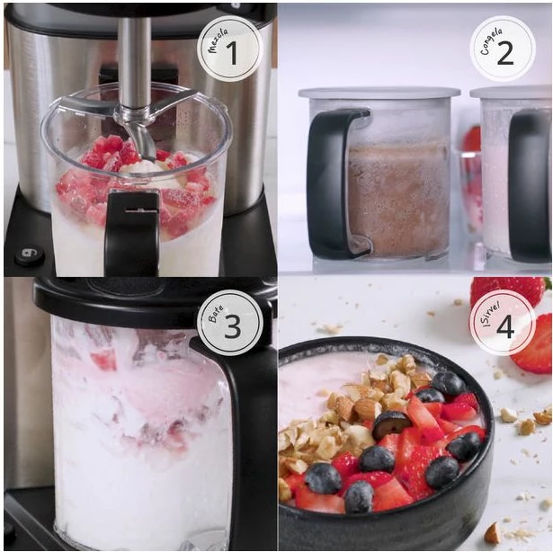 Aparat për akullore UFESA Gelatella 500 W 1.4 L, 2x700 ml tasa Tritan, inox/argjendtë