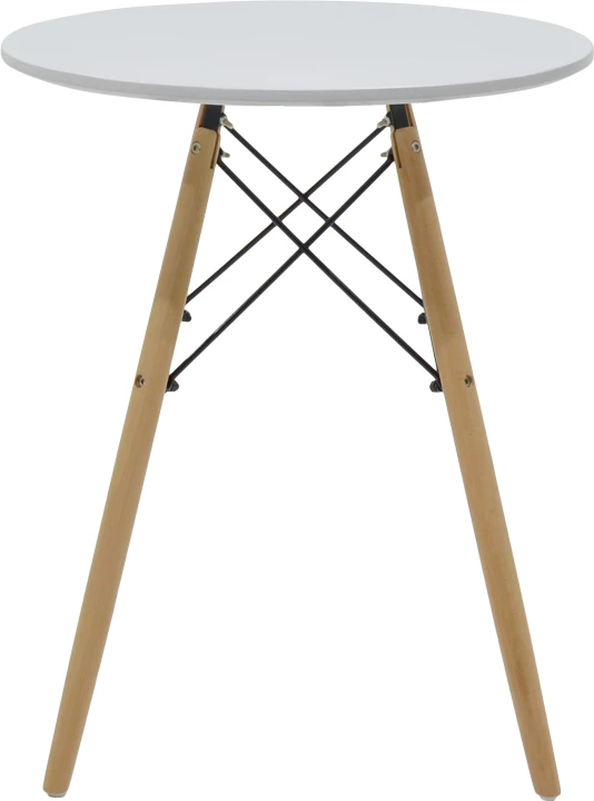 Tavolinë me karrige, ngjyrë e bardhë-natyrale, D60x73cm, set prej 3 copash