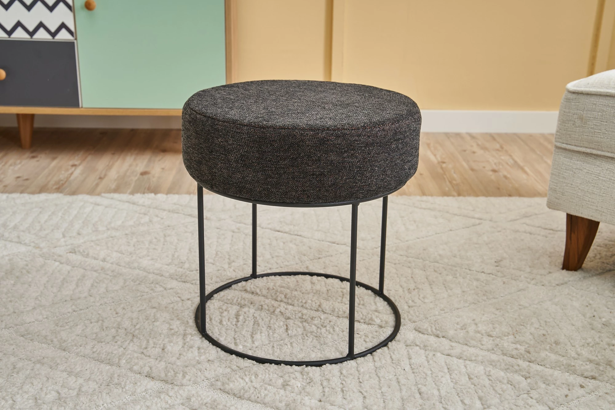 Puf Atelier del Sofa, ngjyrë antracit dhe bakri, Moon Steel Gabbana