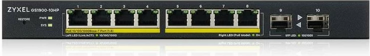 Switch Zyxel GS1900-10HP v2, 8 porte PoE, 2xSFP, SMART, i zi