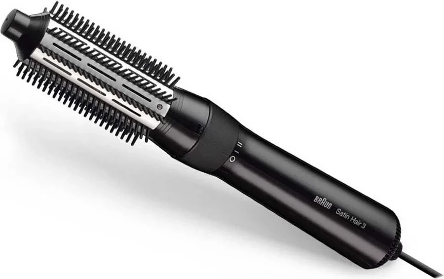 Furçë ajri e nxehtë, Braun, Satin Hair 3 AS330, 400W, 2 nivele nxehtësie/rryme ajri, set me 3 aksesorë, e zezë