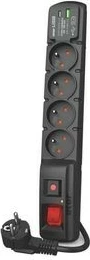 Prizë Acar F4 USB A+C, 4x230V, 5m, me mbrojtje nga mbingarkesa, e zezë