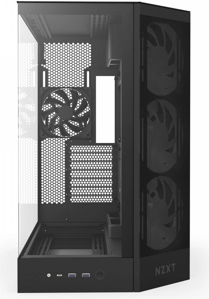 Kasë NZXT H9 Flow RGB (2025) CM-H92FB-R1 Midi Tower ATX, xham i temperuar, mbështetje radiator 420 mm, deri 10 fenera, e zezë