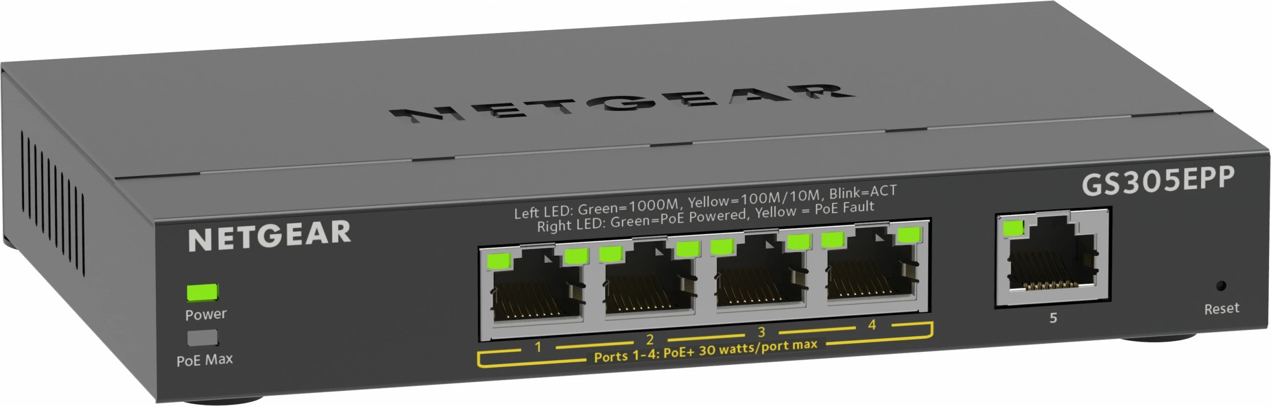 Switch NETGEAR 5-Port Gigabit Ethernet GS305EPP, PoE+, i zi