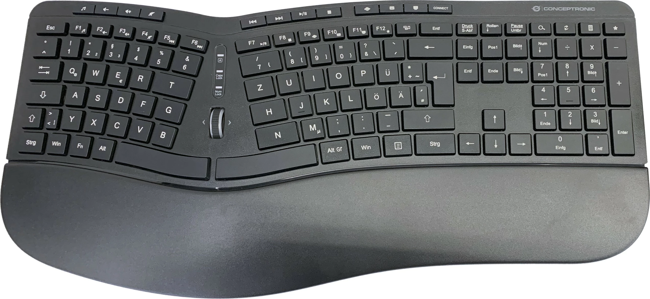 Kasë tastierë+maus wireless Conceptronic, QWERTZ, ergonomike, e zezë
