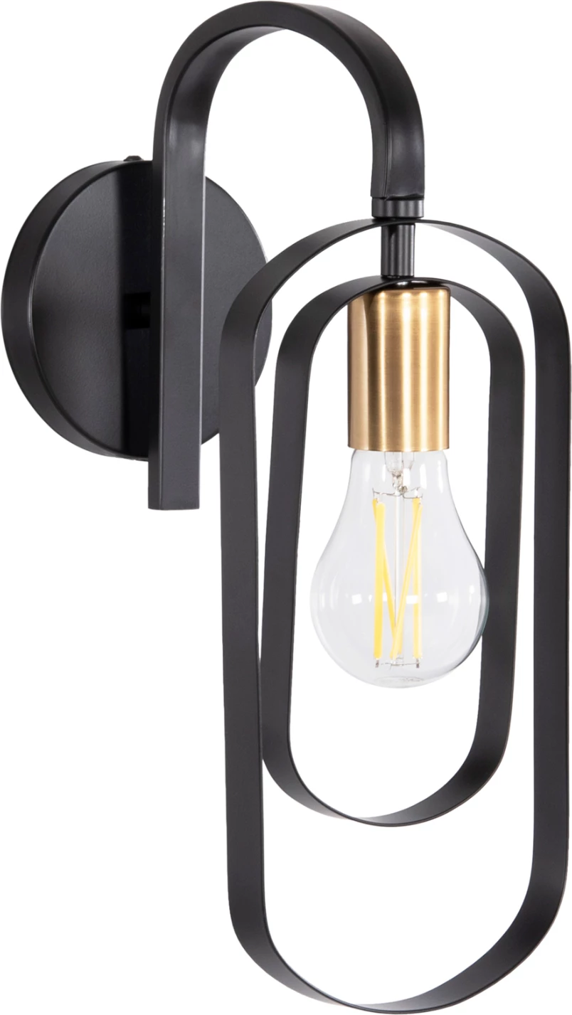 Aplik murale BIUT, metal i zi, priza e artë, 16x19x38cm