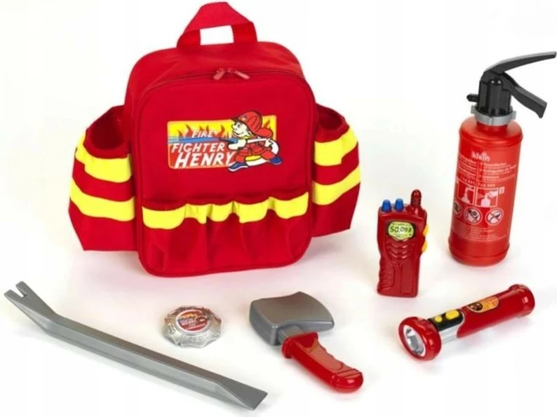 Set lodrash zjarrfikësi Klein Firefighter Henry's Backpack, për fëmijë, Kuq/Verdhë